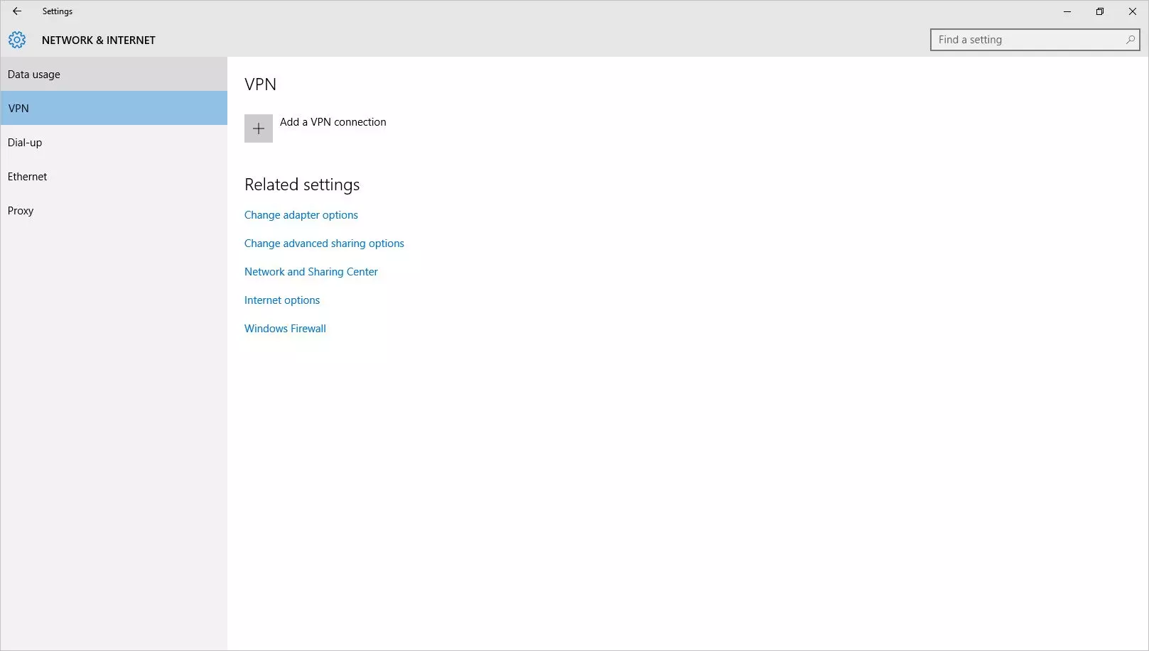 Open VPN settings Select VPN