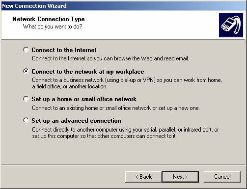 In the Network Connection Wizard, click Next.