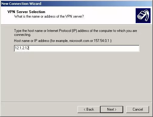 Type the VPN Server name you have received for your VPN account
